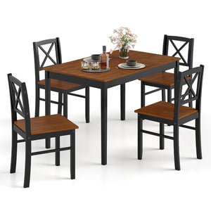5 Piece Dining Table Set with Rectangular Kitchen Table and 4 Chairs for 4 People-Coffee view 4