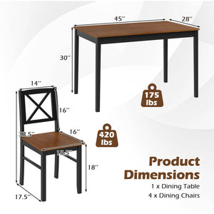 5 Piece Dining Table Set with Rectangular Kitchen Table and 4 Chairs for 4 People-Coffee view 5