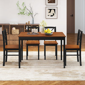 5 Piece Dining Table Set with Rectangular Kitchen Table and 4 Chairs for 4 People-Coffee view 6