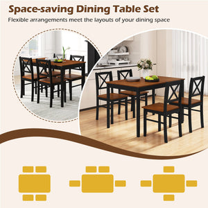 5 Piece Dining Table Set with Rectangular Kitchen Table and 4 Chairs for 4 People-Coffee view 8