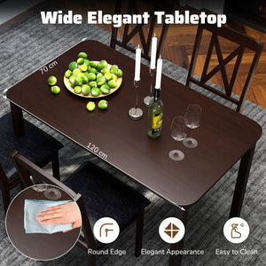 5-Piece Dining Table Set with Wide Tabletop and Rubber Wood Legs-Black view 7