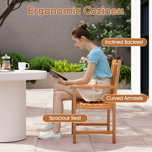 5-Piece Outdoor Square Patio Dining Set for 4 with Acacia Table & Armchairs view 6