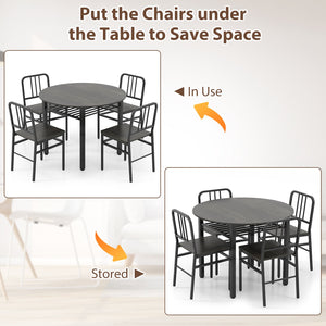 5-Piece Round Dining Table Set with Storage Shelf for Dining Room-Gray view 9