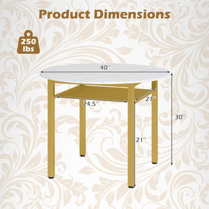 5-Piece Round Dining Table Set with Storage Shelf for Dining Room-White view 7