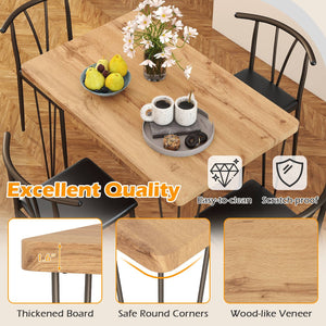 5-Piece Space-saving Dining Table Set Industrial Rectangular Kitchen Table and 4 Armless Chairs-Black view 7