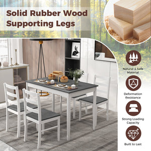 5-Piece Wooden Dining Set with Rectangular Table and 4 Chairs-Gray view 6