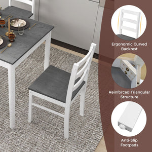 5-Piece Wooden Dining Set with Rectangular Table and 4 Chairs-Gray view 9