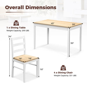 5-Piece Wooden Dining Set with Rectangular Table and 4 Chairs-Natural view 5