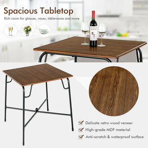 5 Pieces Bar Table Set with 4 Counter Height Backless Stools-Rustic Brown view 6