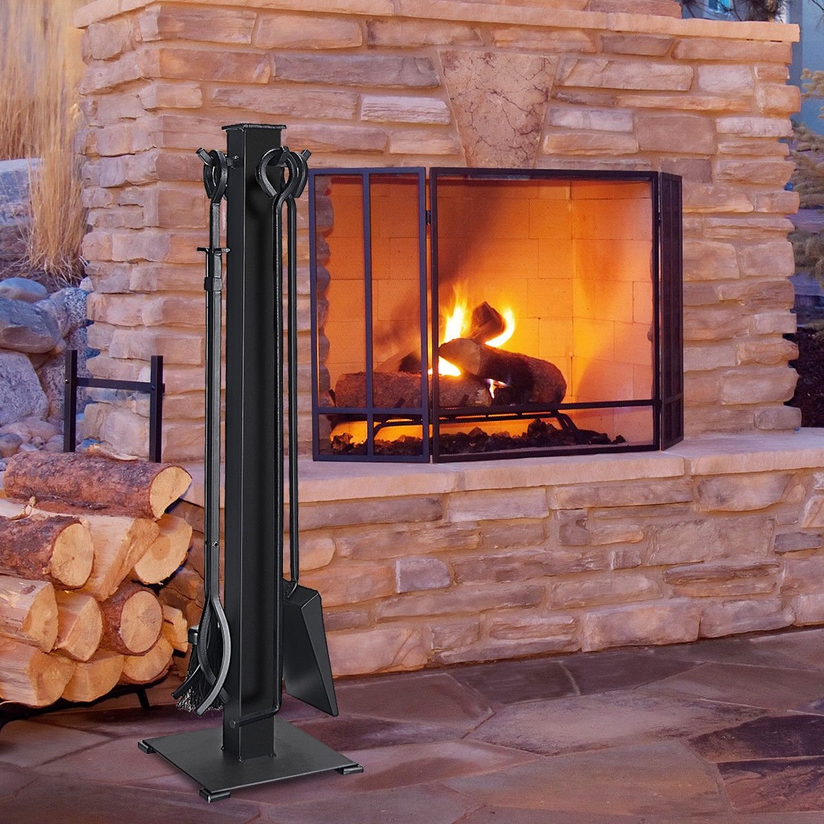 5 Pieces Fireplace Iron Fire Place Tool Set view 2