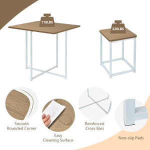 5 Pieces Metal Frame Dining Set with Compact Dining Table and 4 Stools-Natural view 9