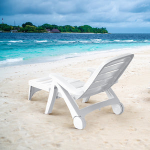 5 Position Adjustable Folding Lounger Chaise Chair on Wheels view 6