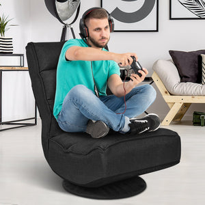 5-Position Folding Floor Gaming Chair-Black view 3