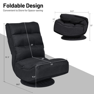 5-Position Folding Floor Gaming Chair-Black view 4