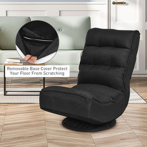5-Position Folding Floor Gaming Chair-Black view 7