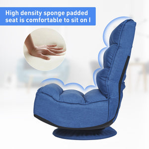 5-Position Folding Floor Gaming Chair-Navy view 8