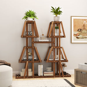 5-Tier 10 Potted Wood Plant Stand for Multiple Plants view 3