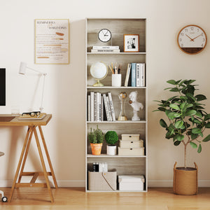 5-Tier Bookshelf Freestanding Display Shelf for Home Office-Gray view 2