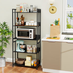 5-Tier Bookshelf with Adjustable and Tiltable Shelves-Black view 3