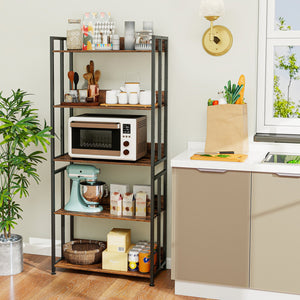 5-Tier Bookshelf with Adjustable and Tiltable Shelves-Rustic Brown view 3