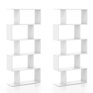 5-Tier Bookshelf with Anti-Toppling Device for Living Room Home Office-White view 4