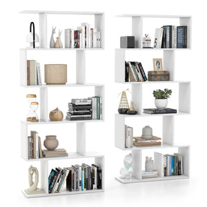 5-Tier Bookshelf with Anti-Toppling Device for Living Room Home Office-White view 7