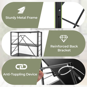 5-Tier Foldable Storage Shelf with Wheels-Black view 9