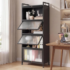 5-Tier Kitchen Baker's Rack with Flip-up PC Doors-Black view 3