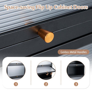 5-Tier Kitchen Baker's Rack with Flip-up PC Doors-Black view 7