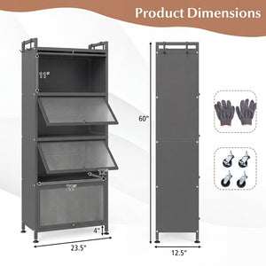 5-Tier Kitchen Baker's Rack with Flip-up PC Doors-Gray view 4