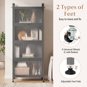 5-Tier Kitchen Baker's Rack with Flip-up PC Doors-Gray view 9