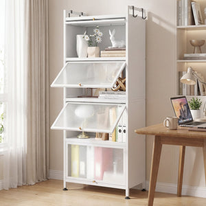 5-Tier Kitchen Baker's Rack with Flip-up PC Doors-White view 3