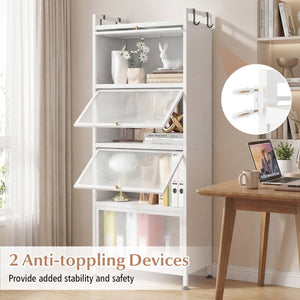 5-Tier Kitchen Baker's Rack with Flip-up PC Doors-White view 7
