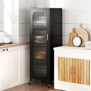 5-Tier Metal Storage Cabinet Narrow with Adjustable Shelves-Black view 3
