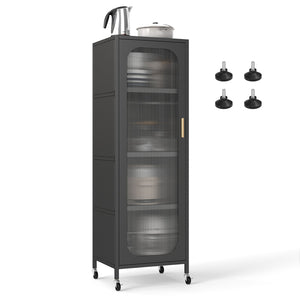5-Tier Metal Storage Cabinet Narrow with Adjustable Shelves-Black view 4