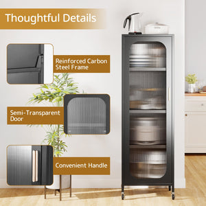 5-Tier Metal Storage Cabinet Narrow with Adjustable Shelves-Black view 9