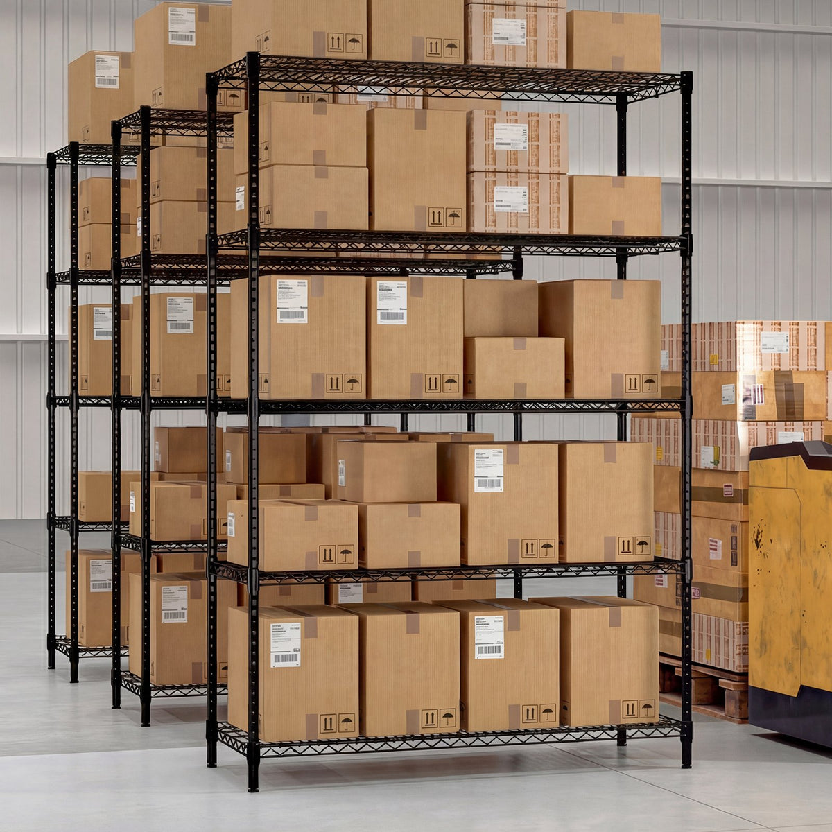 5-Tier Metal Storage Shelving Unit with V-Shaped Wire Rack-Black view 2