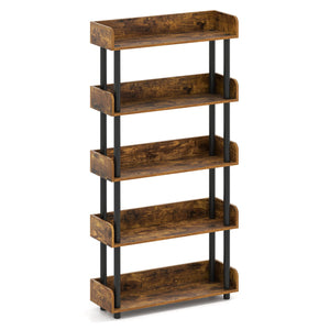 5-Tier Open Bookcase with Industrial Storage Unit-Rustic Brown view 4