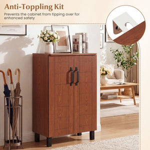 5-Tier Shoe Storage Cabinet Freestanding Wooden Shoe Rack Organizer-Brown view 9