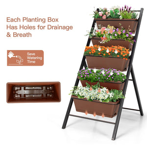 5-tier Vertical Garden Planter Box Elevated Raised Bed with 5 Container-Brown view 5