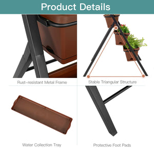 5-tier Vertical Garden Planter Box Elevated Raised Bed with 5 Container-Brown view 9