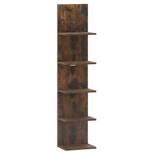 5-Tier Wall Mounted Shelf Unit with Wood Grain-Rustic Brown view 4