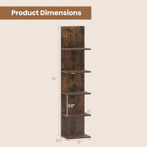 5-Tier Wall Mounted Shelf Unit with Wood Grain-Rustic Brown view 5