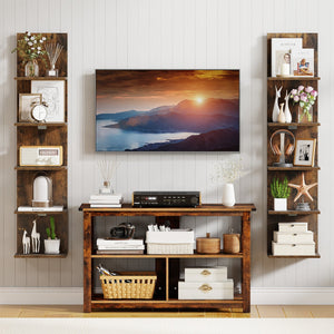 5-Tier Wall Mounted Shelf Unit with Wood Grain-Rustic Brown view 7