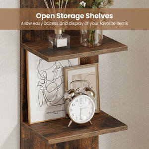 5-Tier Wall Mounted Shelf Unit with Wood Grain-Rustic Brown view 8