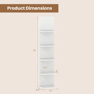 5-Tier Wall Mounted Shelf Unit with Wood Grain-White view 5