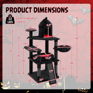 50 Inch Gothic Multi-level Cat Tree with House for Indoor Cats view 5