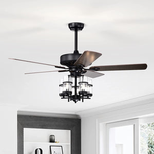 50 Inch Noiseless Ceiling Fan Light with Explosion-proof Glass Lampshades-Black view 2