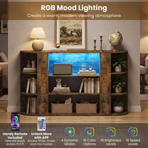 50 Inch TV Stand for 55 Inch TV with RGB Lights Entertainment Center with Adjustable and Removable Shelf-Rustic Brown view 7