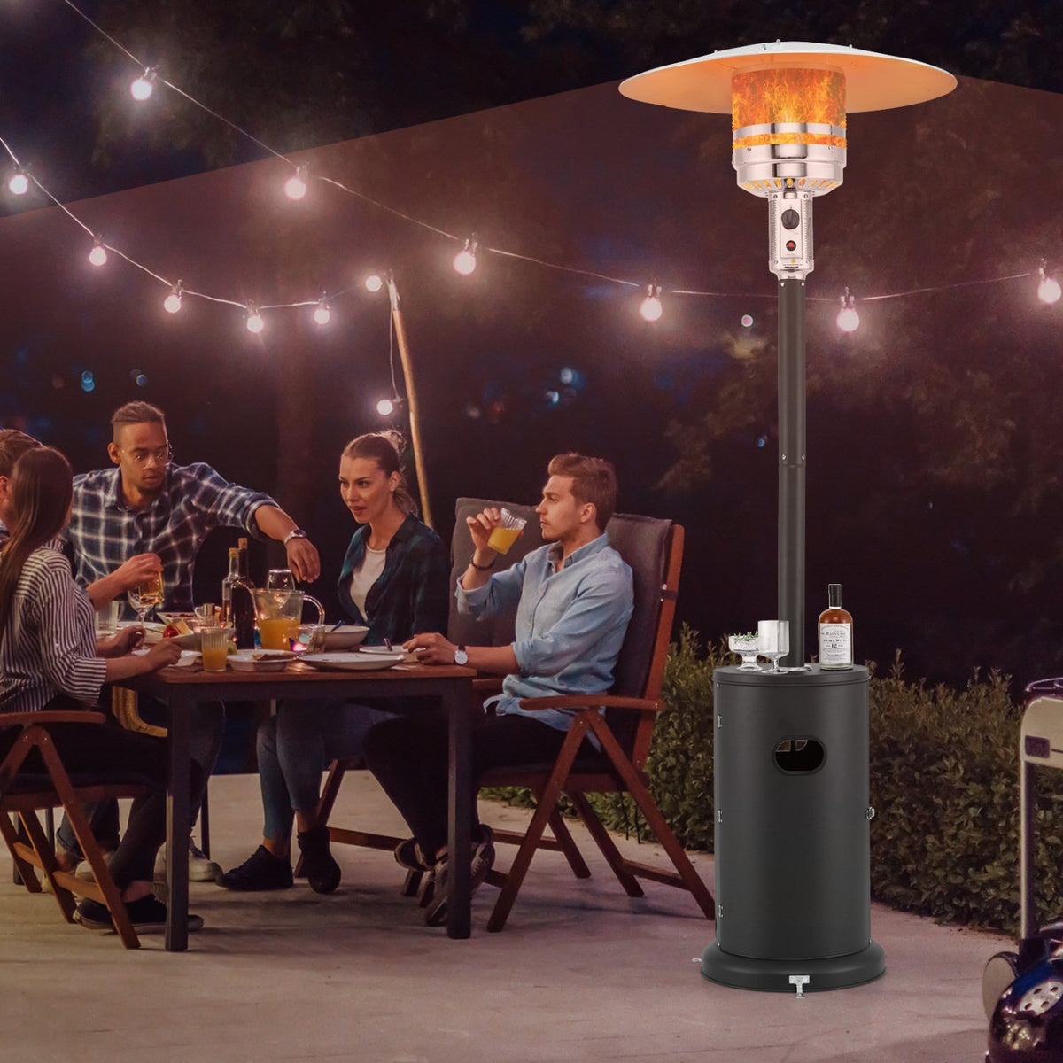50000 BTU Propane Patio Heater with Round Table Design-Black view 2